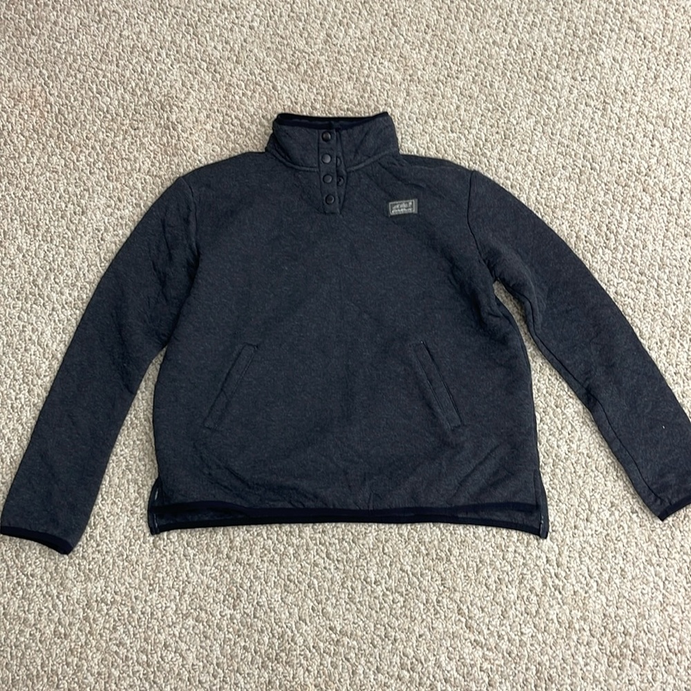 Eddie Bauer small quilted snap front mock neck charcoal Heather nwt